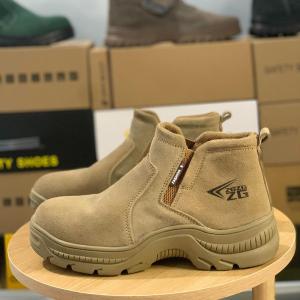 Giày bảo hộ HUTA không dây chống đinh chống dập ngón và chống trơn trượt da bò cổ cao hàng chính hãng kèm lót khử mùi