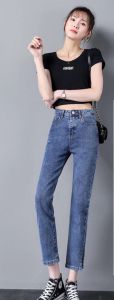 [ส่งเร็ว] ✨Kaykai_Shop✨❗พร้อมส่ง🚚กางเกงยีนส์เอวสูง‍ ทรงกระบอกเล็ก ปลายขาผ่าขาดด้านข้าง #8060