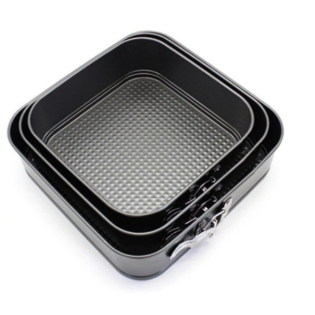 3Pcs/Set 22cm, 24cm, 26cm Cake Baking Pan Square Shape Spring Form Cake ...