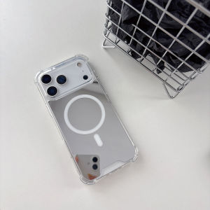 Luxury Makeup Mirror Magnetic For Magsafe Case For iPhone 17 Air 16 15 14 13 12 Pro Max Plus 16E Airbag Shockproof Acrylic Cover