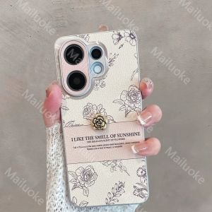 Vivo X200 FE Case High-quality Retro Ins Sketch Three-dimensional Camellia Anti-drop Strap Lens Protection Metal Frame Phone Case