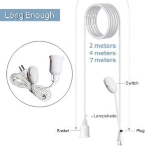 E27 10M Lamp Holder with Switch Hook Cord Switch Lamp Socket Extension LED Light Bulb with Socket