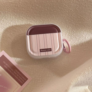 AirPods Pro 3 Bluetooth Earphone Case Brown Stripe Color Block Case For AirPods Pro 3 AirPods 4 3 2 1 Pro Shockproof AirPods Case