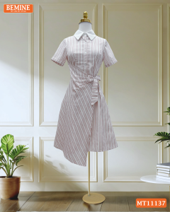Đầm thiết kế BEMINE cổ đức nơ eo vạt chéo dáng chữ A phù hợp đi chơi-MT11137