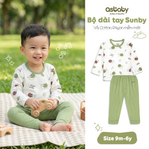 Bộ dài tay asbaby Sunby chất liệu petit cotton viscose cho bé trai bé gái size 9 tháng đến 6 tuổi