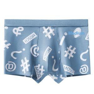 Quần lót boxer nam vải cotton Đồ lót nam tinh khiết giữa eo quần lót vải bông đã tẩy sạch nam in hợp thời trang cỡ lỡn dành cho thanh thiếu niên và bé trai