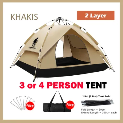 UtanKing™ 2m x 2m Fully Automatic Tent 2 Doors Camp Auto Outdoor UV Foldable Khemah Auto Tents Camping Khemah Tidur