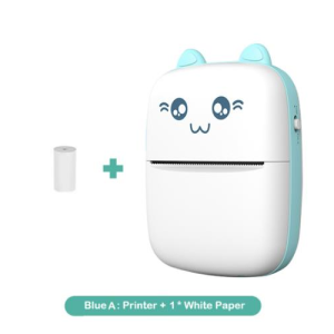 Mini Printer Sticker Maker Portable Thermal Sticker Printer Bluetooth Inkless Pocket Printer Compatible with iOS & Android Inkless Printer Mini with 1 Roll Paper