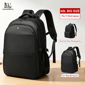 LouisWill 40L Super Big Size Backpack Fashion Backpack Waterproof Film Backpack Travel Backpack Business Laptop Backpack Large Capacity Casual Backpack Suitable For 17.3-inch Laptop