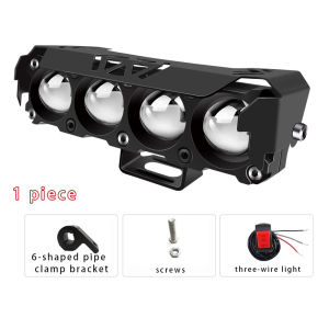 2PCS Color Mini Motorcycle Driving Lights White+Yellow Pair with Domino Switch Motor Spotlight