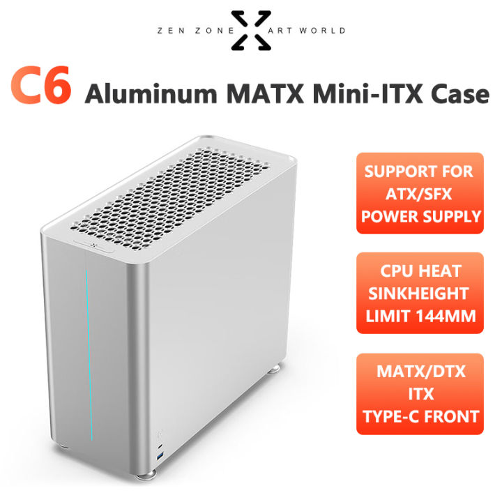ZZAW C6 MATX Case All Aluminum ITX Chassis Support TypeC Interface 280