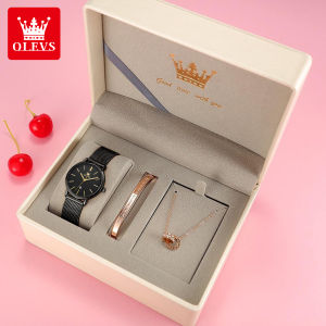 OLEVS Watch for women Set Casual Original Waterproof 3PCS Elegant Ultra-thin Watch Free Bracelet Mesh Belt Buy 1 take 3 With Box