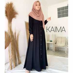 Gamis Kaima Dress Full Kancing Hidup Mouscrepe Premium Gamis Rinjani Wanita Muslimah Terbaru dan Terkini