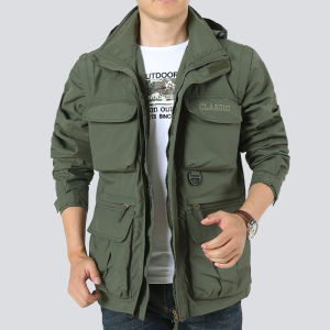 Fuguiniao Pocket many man jacket in the spring and autumn thin paragraph breathable middle-aged and old male outdoor equipment in large yards dad coat