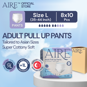 [Carton Deal] Aire Adult Diaper Pull Up Pants - Size L (8x10 pcs) (High Absorbency Tailored for Asian Sizes Soft)