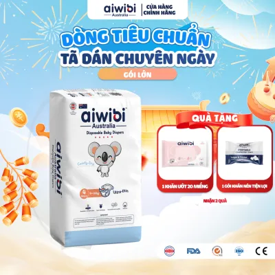 Tã/Bỉm Dán Aiwibi Tiêu Chuẩn Thoáng Khí Thấm Hút Nhanh Gói Lớn S52/M48/L44/XL40