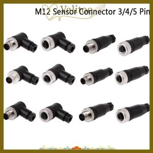 [Valitoo] 1 cái đầu nối cảm biến M12 đầu cắm Góc thẳng Phải 3 4 5 chân đực cái