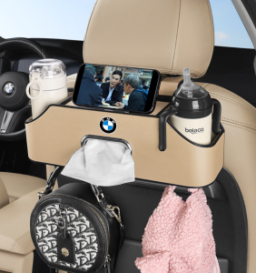 พนักพิงศีรษะรถยนต์ กระเป๋าเก็บเบาะหลัง ที่วางแก้ว ชั้นเก็บของด้านหลังเบาะนั่ง 3-in-1 ตะขอเกี่ยวพนักพิงศีรษะ เหมาะสําหรับเด็กและผู้ใหญ่ ระบบกันสะเทือนสากล