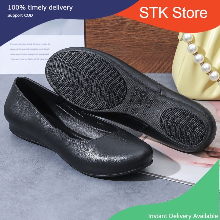 STK225 Premium Black Shoes School Rubber Shoes Women's
