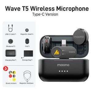 Maono T5 Không Dây Micro dây chuyền Tiếng Ồn Hủy Bỏ Microphone Với Maono Liên Kết Ứng Dụng Cho Điện Thoại Thông Minh Vlogging phát trực tiếp