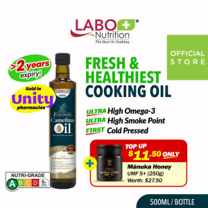 LABO Nutrition Camelina Oil 500ml Healthiest Cooking Oil Unrefined Virgin Cold Pressed Natural Chemical-Free High Heat Tolerance High Omega-3 • Product of Canada • Add on only $11.50 to get Manuka Honey UMF 5+ 250g