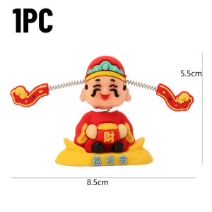 YESPERY 2Pcs Shaking Head God of Wealth Ornament 2026 Chinese New Year Car Dashboard Statue Lucky Desktop Figurine Decor