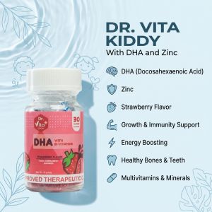 Dr. Vita DHA Gummies | DHA with Ginkgo Biloba Zinc & Phosphatidylserine | Chewable Gummies with Vitamin C & B-Vitamins for Daily Nutrition