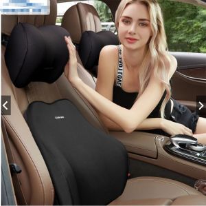 Car headrest set car backrest cushion lumbar pillow rebound memory foam car seat headrest car car interior decoration