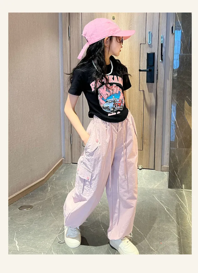 Girl Tactical Pants And Shirts T-shirt Cargo Pants Set For Girls