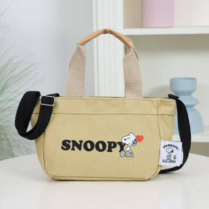 Túi vải in hình Snoopy dành cho nữ túi đeo vai học sinh túi mua sắm in hình túi đeo chéo vải canvas cầm tay