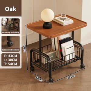 Meja Sudut Ruang Tamu Aesthetic Meja Samping Tempat Tidur Portable Meja Kopi Rak Kamar Dengan 360° Roda