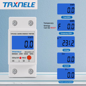 80A Single Phase Two Wire LCD Display Energy Meter Digital Wattmeter Reset Zero Electric Meter kWh Voltage Current AC 230V 120V Din Rail