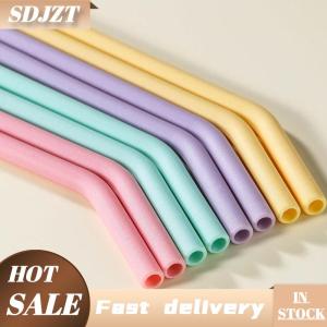 SDJZT 4pcs cấp thực phẩm đầy màu sắc Silicone ống hút cho trẻ em uống nước uống nước trái cây cong ống hút tái sử dụng Cocktail ống hút