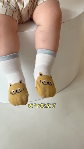 Set of 3 Pairs Non Slip Baby Socks Soft Warm Floor Socks Breathable Socks Toddlers Short Stocking for Fall Winter Months