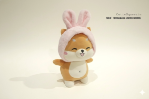 ตุ๊กตาสัตว์ใส่ฮูดกระต่าย ผ้าแองโกล่า ไซส์ M  Rabbit Hood (Angola) Stuffed Animal