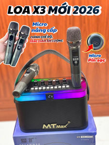 Loa karaoke Mini MTMAX X3 Kèm 2 Mic Karaoke Song Ca Công Suất 20W  âm sáng trong trẻo