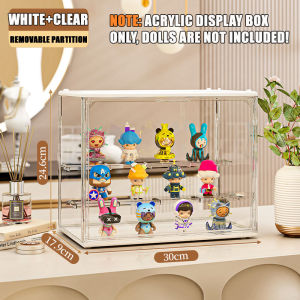 Display Box with Removable Dividers Display Case Popmart Toy Storage Organizer Dust-proof Magnetic Boxes Stackable Clear