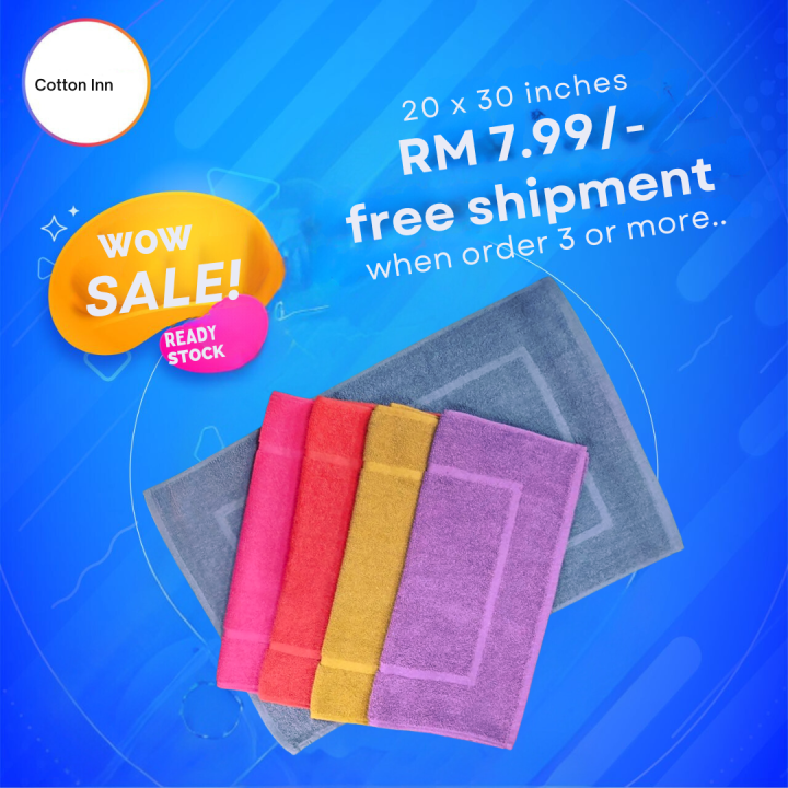 100 %Cotton Ant-slip Bath Mat Floor Towel - Absorbent Cotton Hotel Spa ...