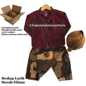 SETELAN BESKAP ANAK BAJU SURJAN ANAK BAJU LURIK ANAK WARNA MERAH