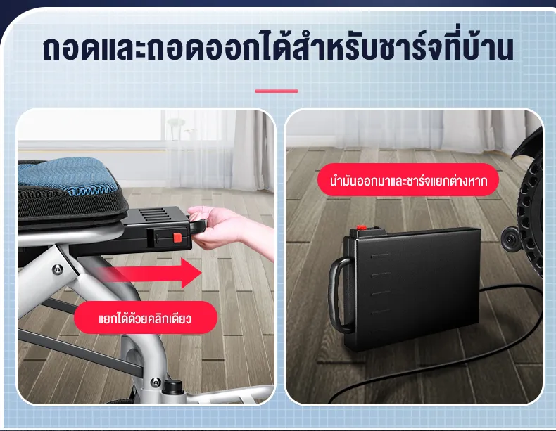 HIMIWAY รถเข็นไฟฟ้าแบบพับได้น้ำหนักเบาพิเศษ 1 คัน ยางรังผึ้ง + ซับแรงกระแทกล้อหน้า แบตเตอรี่ลิเธียม 10AH ระยะ 20 กิโลเมตร