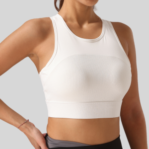 SUPERFLOWER New Spliced I-back Vest Style Sports Bra with Fixed Shoulder Straps Fitness Yoga Sports Bra for Women