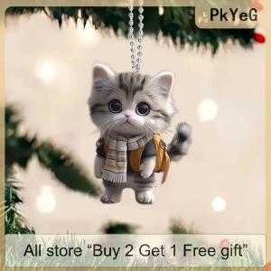 [COD] PkYeG Tool 1Pcs Flat 2D Cute Kitten Rearview Mirrors Pendant Car Hanging Ornament Car Decoration Accessories Gifts For Women Men Decoration