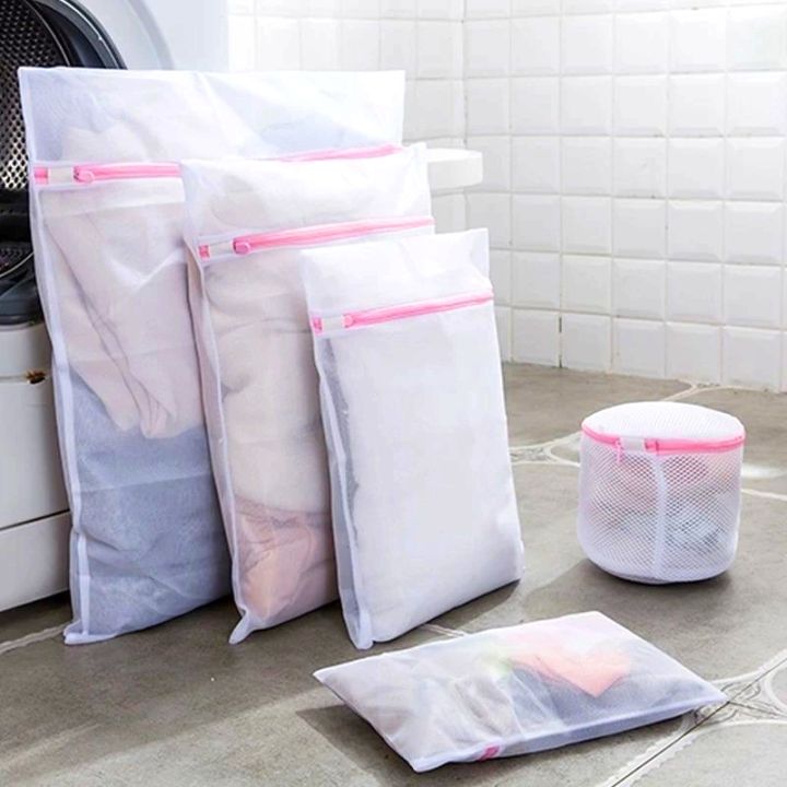 lightingeverthing 】Zippered Mesh Laundry Wash Bags Foldable