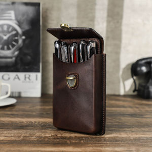 เคสปากกาหนังวัวทำด้วยมือมี3/5ช่องพร้อมถาดปากกาถอดได้กล่องใส่ดินสอไปโรงเรียนที่ใส่ปากกาสำหรับสำนักงานหนังแท้แบบพกพา