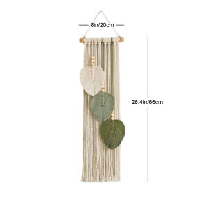 Bohemian Wall Decor Leaf Tapestry Cotton Handmade Macrame Hanging Yarn Wall Art For Room Decoration
