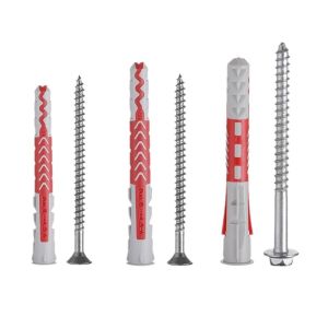 NOBLELYN 4Sets Plastic Nylon Expansion Screw Serrated ny Two-Color Drywall Drilling Plug Durable Expansion Tube Pipe Self Tapping Screw for Hollow Brick Foam Wall