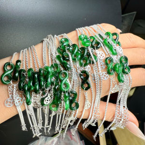 lắc tay nữ bạc mix charm như ý nguyện ngọc cẩm thạch tự nhiên trang sức nữ trang trang sức phong thuỷ thiết kế đủ hoá đơn thẻ bảo hành