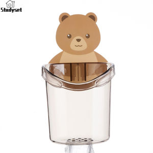 Studyset IN stock Bear Storage Cup Wall Mount Toothbrush Toothpaste Cup Holder Case Bathroom Accessories
