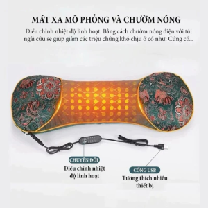 Gối ngải cứu cổ vai gáy cắm điện sưởi ấm giúp giảm đau kê cổ thảo dược hương thơm dễ chịu