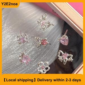【Local shipping】 6Pcs Fashion Sweet Heart Stud Earrings For Women Girls Personality Fashion Temperament Earrings Jewelry Accessories Gifts